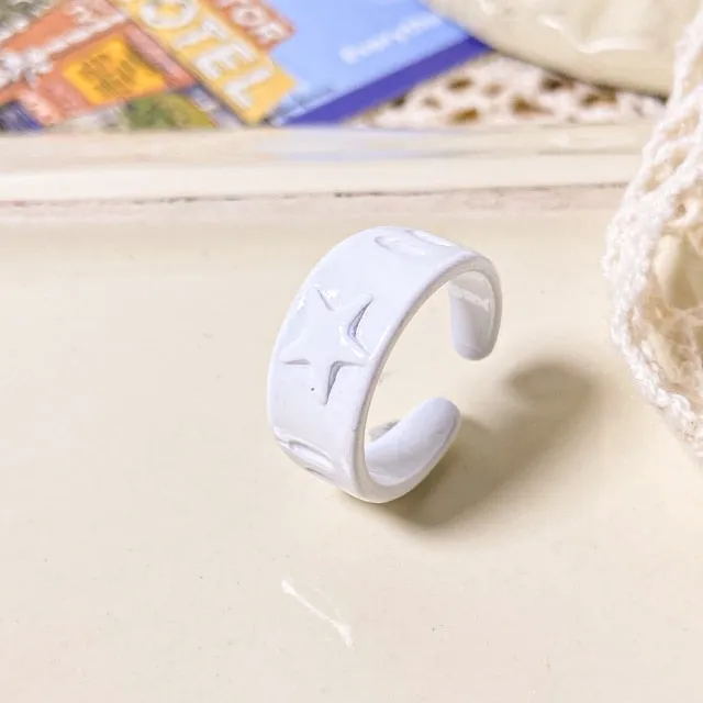 2021 Korea Colorful Fashion Resin Fruit Ring Set Metal Geometric Irregular Open Rings for Women Party Wedding Jewelry Ring Set