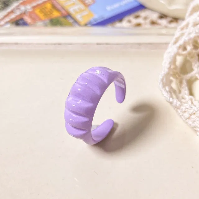 2021 Korea Colorful Fashion Resin Fruit Ring Set Metal Geometric Irregular Open Rings for Women Party Wedding Jewelry Ring Set