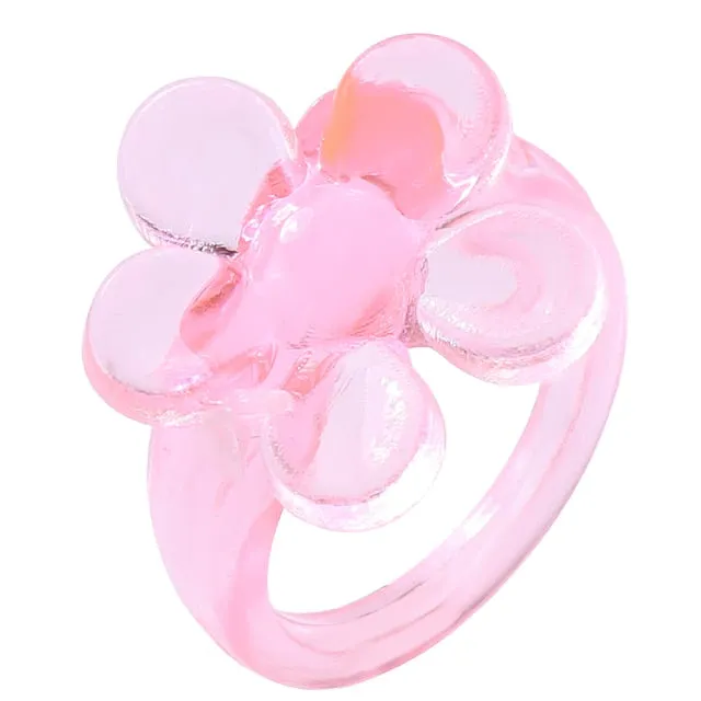 2021 Korea Colorful Fashion Resin Fruit Ring Set Metal Geometric Irregular Open Rings for Women Party Wedding Jewelry Ring Set