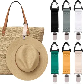 6 Pcs Hat Clip for Travel on Bag, Beach Vacation/Cruise Essentials Hats Holder, Strong Grip Space-saving Hat Clips Travel Accessories for Women/Family