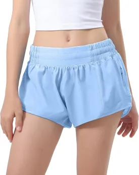 Aurefin Girls Athletic Shorts, Lightweight Running Shorts for Teen Girls Kids Sports Active Short with Zip Pocket and Elastic