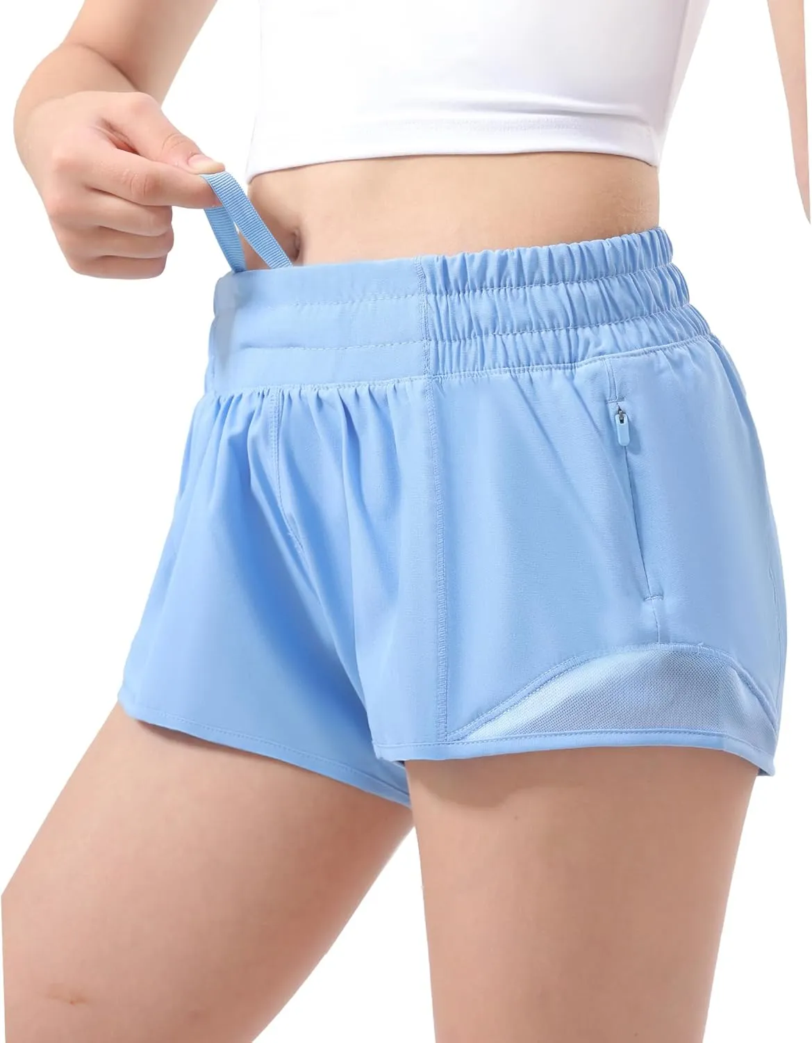 Aurefin Girls Athletic Shorts, Lightweight Running Shorts for Teen Girls Kids Sports Active Short with Zip Pocket and Elastic