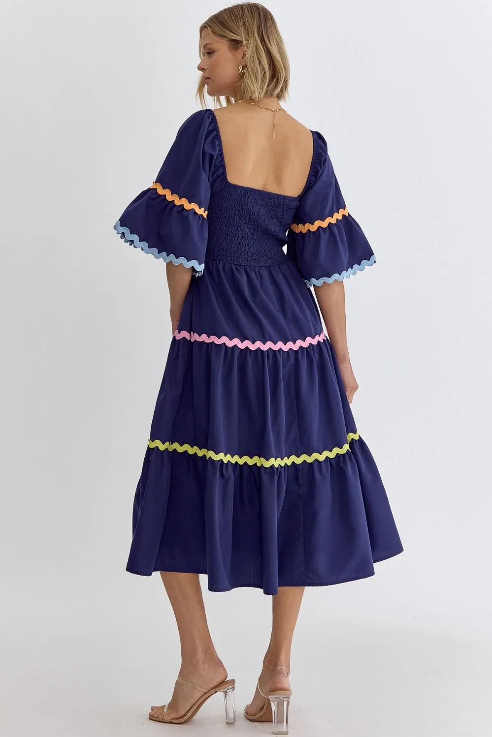 Beaming Beauty Navy Midi Dress