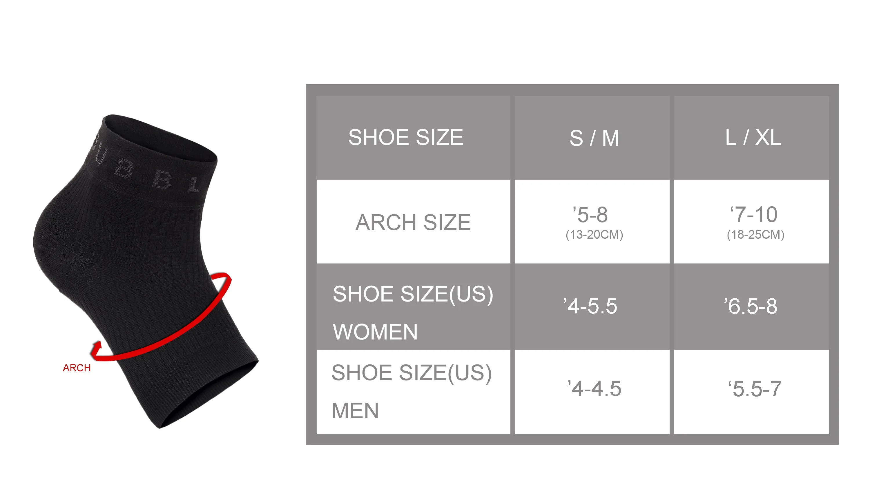 BUBBLELIME 80N/20S Compression Arch Support Ankle Brace