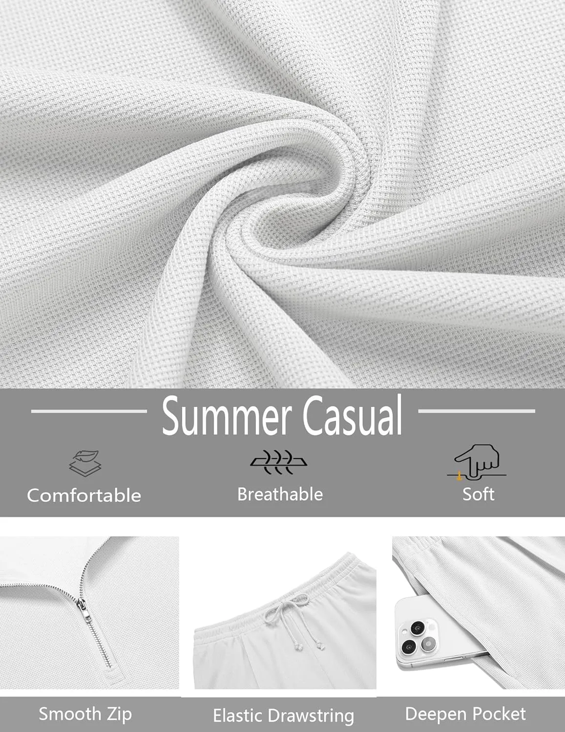 COOFANDY Men's Track Suits 2 Piece Set Quarter Zip Polo Shirt and Shorts Set Summer Casual Outfits