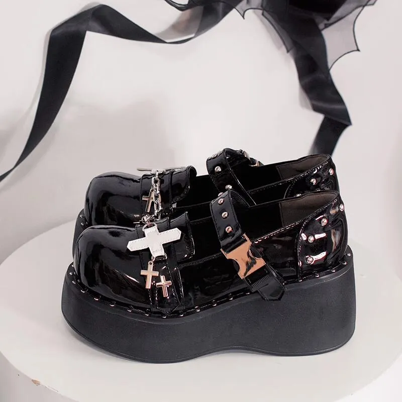 Cross Buckled Platform Shoes