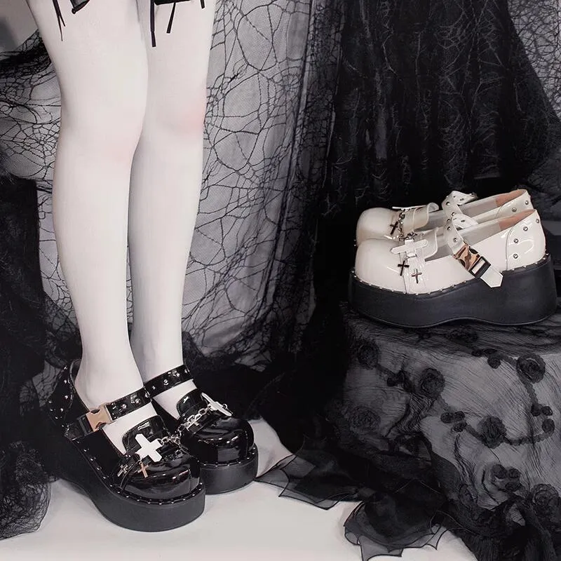 Cross Buckled Platform Shoes