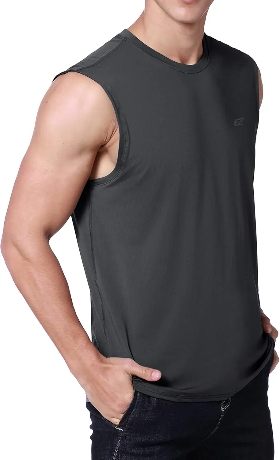 EZRUN Men's Workout Sleeveless Shirts Quick Dry Muscle Swim Shirt Gym Fitness Running Beach Tank Tops