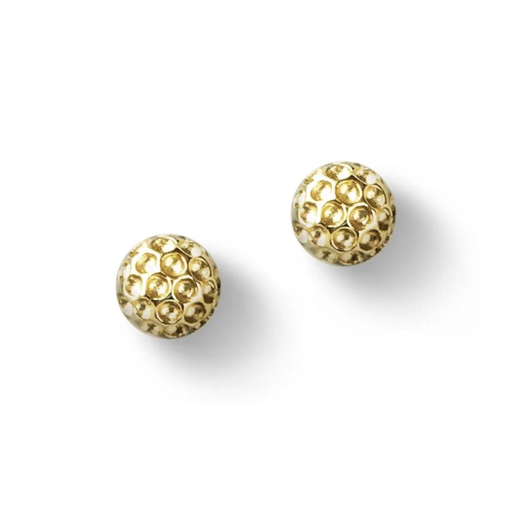 Golf Goddess Gift Set - Two-Tone Golf Ball Bead Stroke Counter Bracelet and Gold Golf Ball Earrings