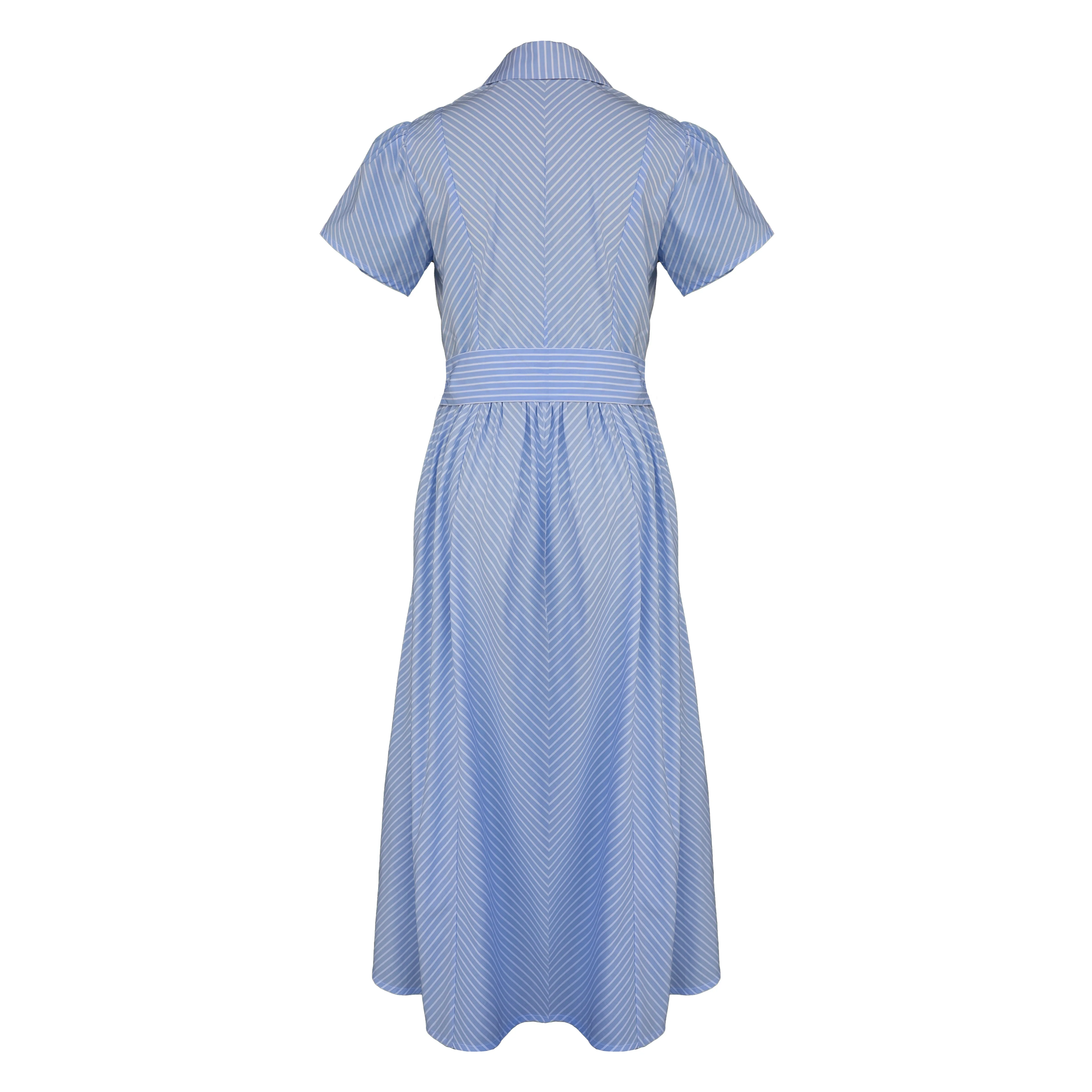 MASON'S DAUGHTER Noah Dress, Blue & White Striped Poplin