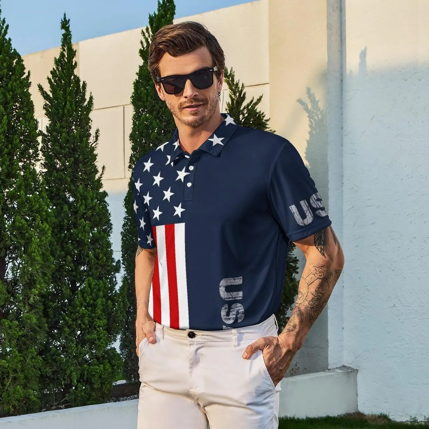 Men's Funny Polo Shirts Short Sleeve Golf Shirt for Men Quick-Dry Golf Polo Shirt Moisture Wicking Activewear Polos