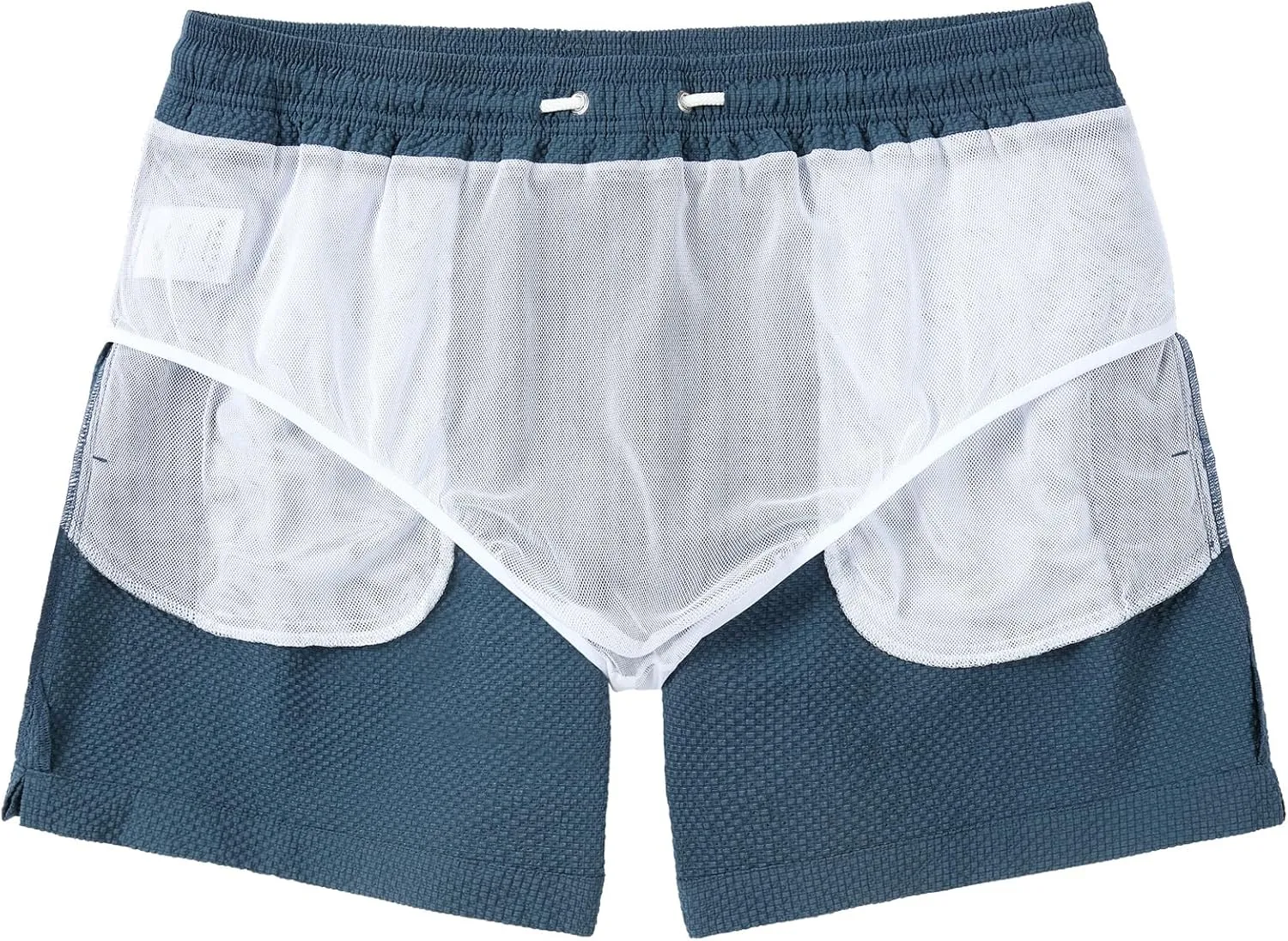 Men's Swim Shorts 5 inch Seersucker Swimming Trunks for Men Beach Shorts