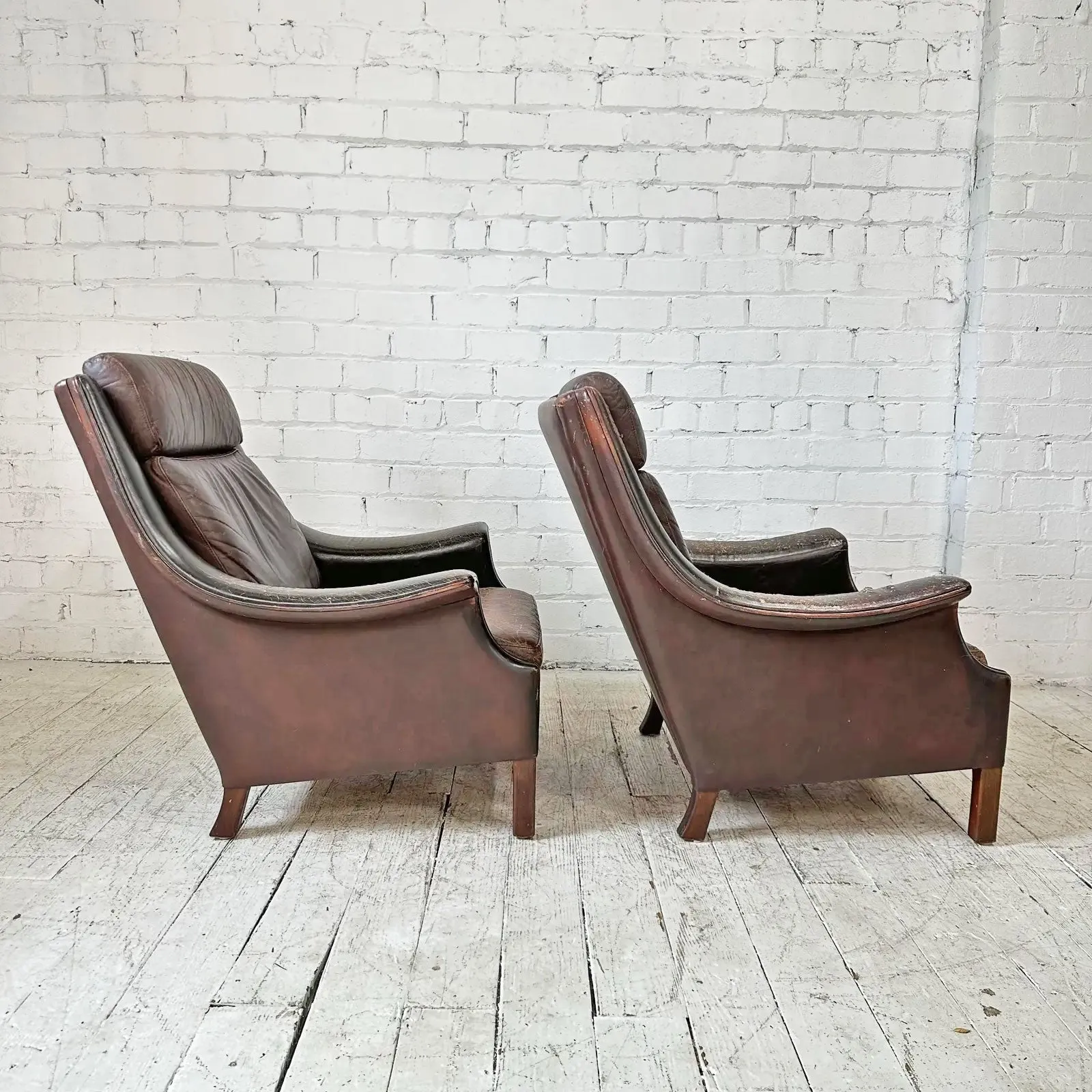Oversized Danish Leather Armchairs