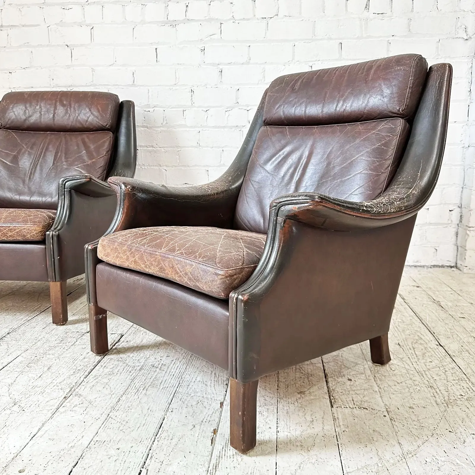Oversized Danish Leather Armchairs