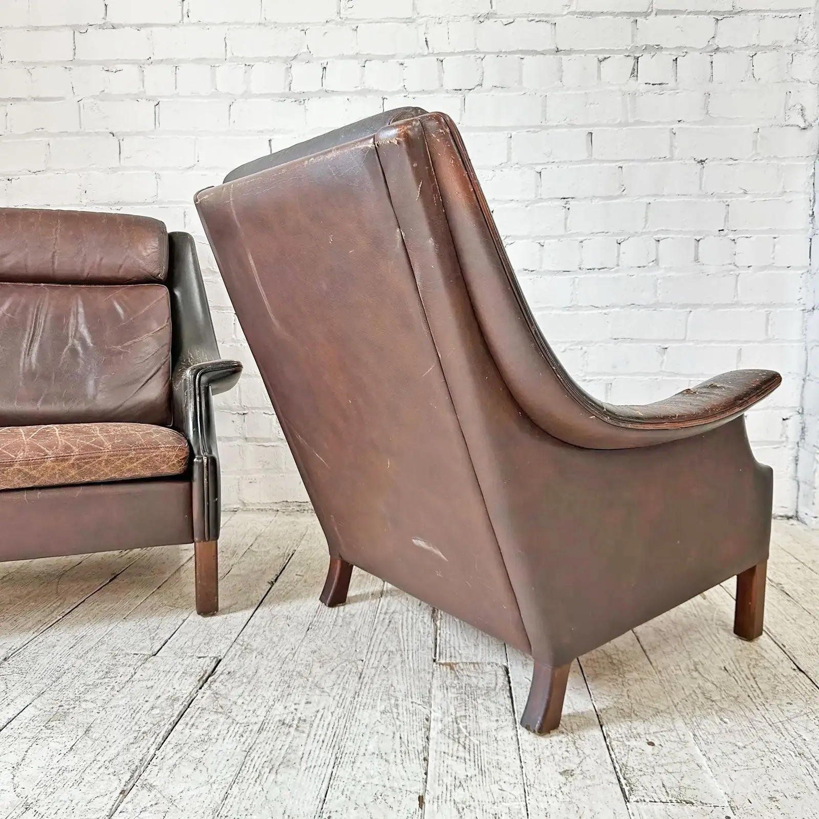 Oversized Danish Leather Armchairs