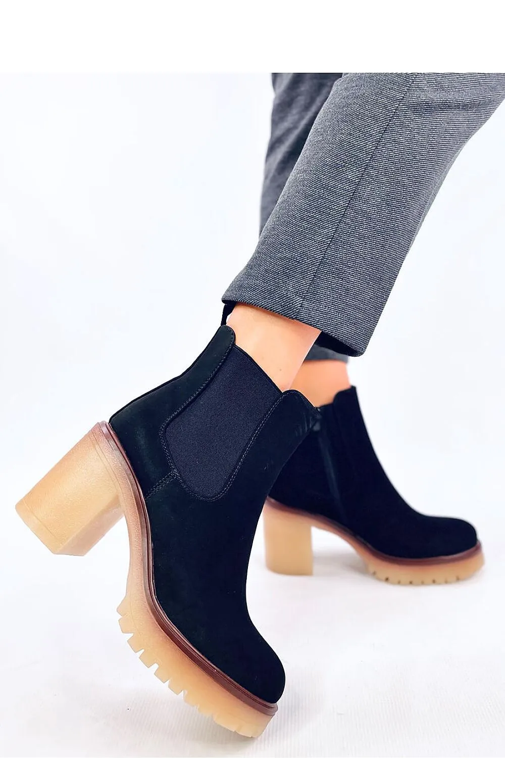 TEEK - Black Suede Flex Side Heeled Boots