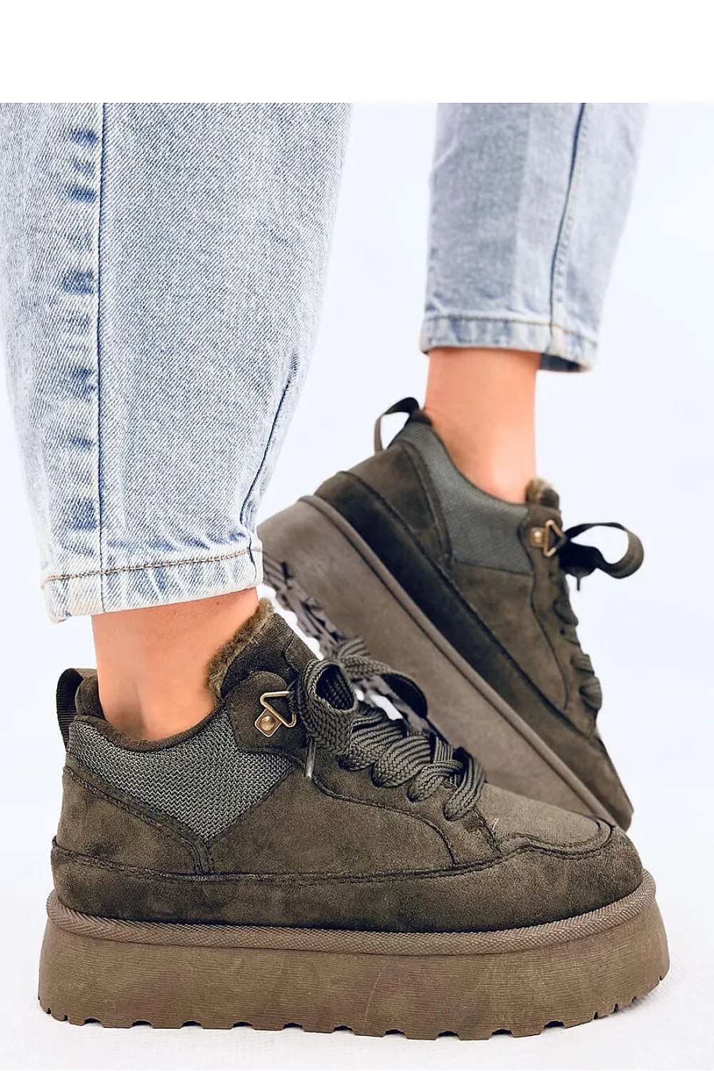 TEEK - Green Mixed Media Suede Sneakers