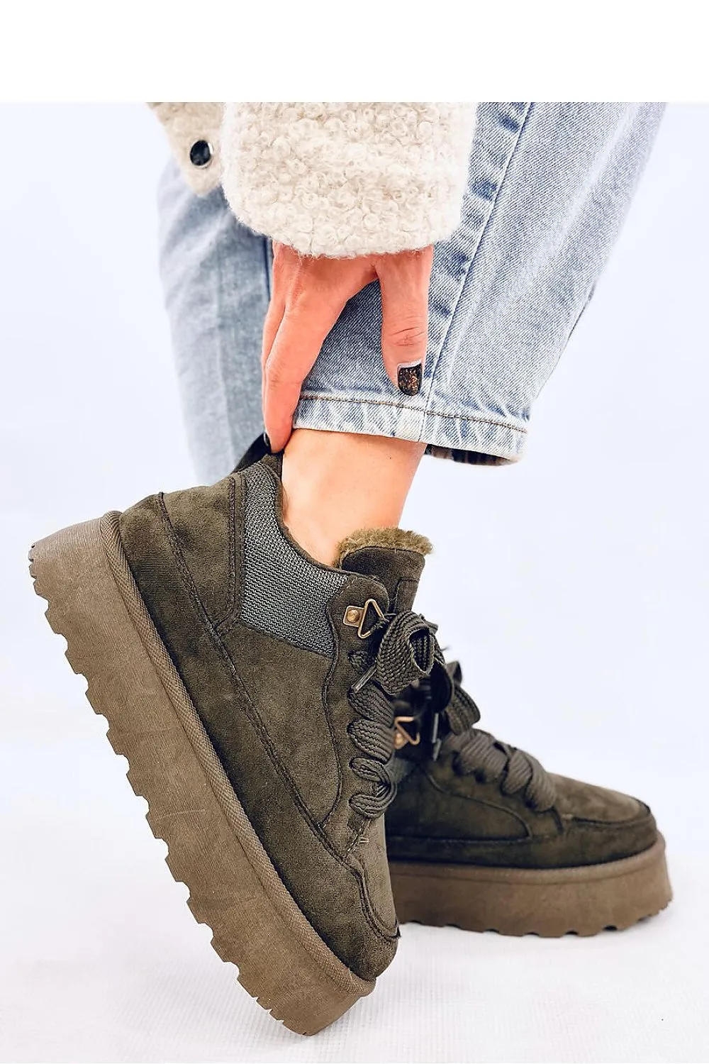 TEEK - Green Mixed Media Suede Sneakers