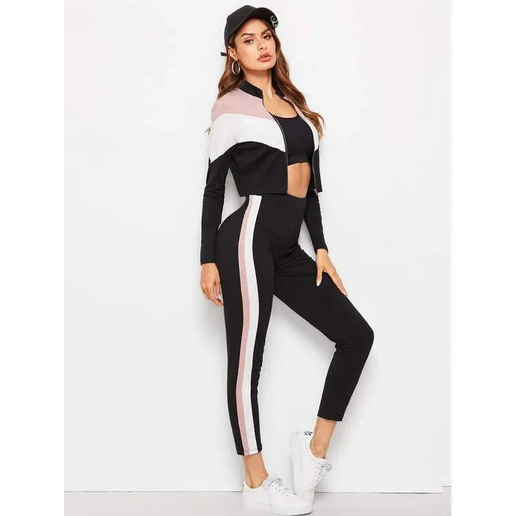 Triple Tone Chevron Zipper Tracksuit