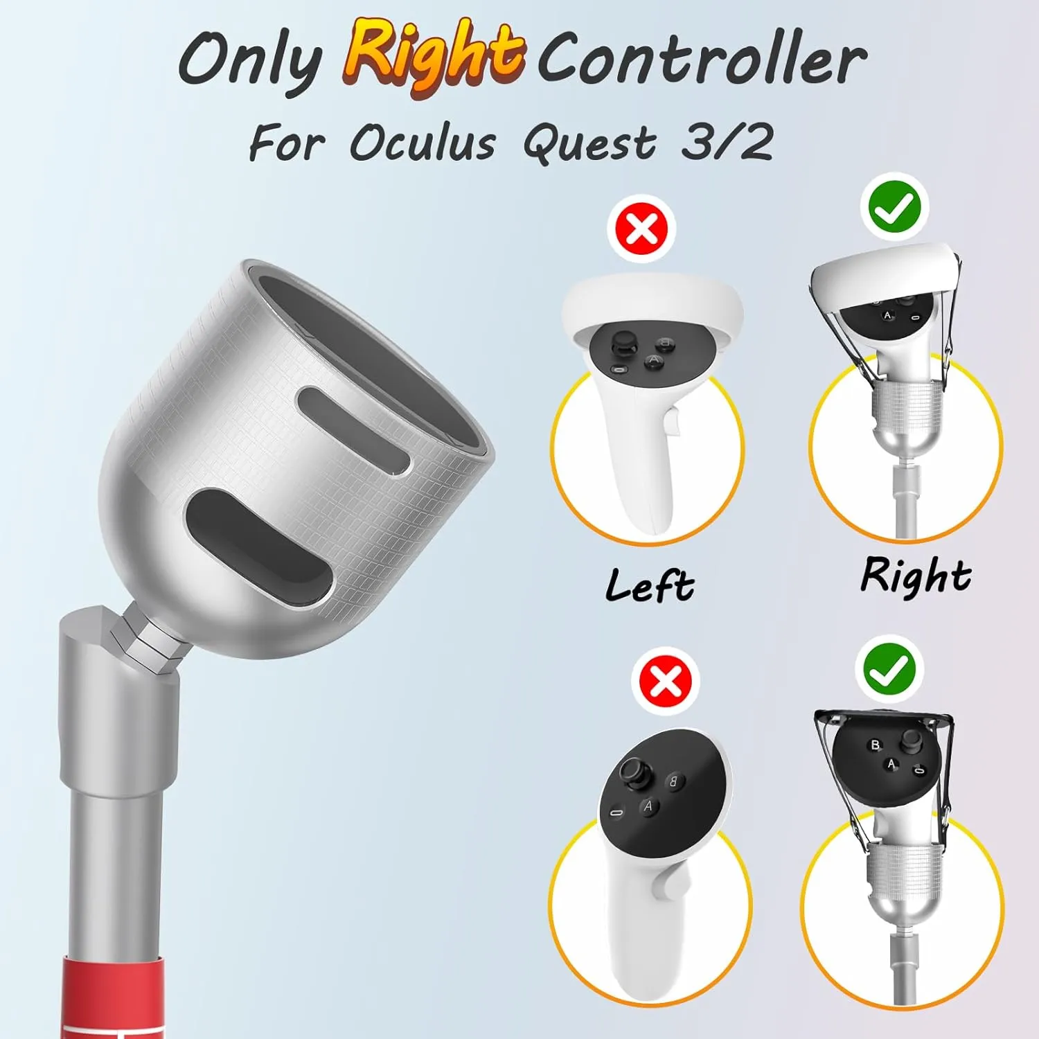 VR Golf Club Attachment for Meta Oculus Quest 3S/3/2, Tilt up Design Keep Tracking, Aluminum Quest 3 Golf Club with 1:1 Molded Controller Adapter, VR Golf Grip for Right Controller, Red